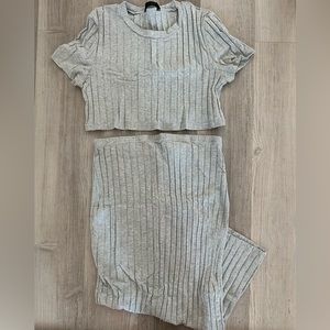 Maternity Rib Knit Crop Top and Skirt Set